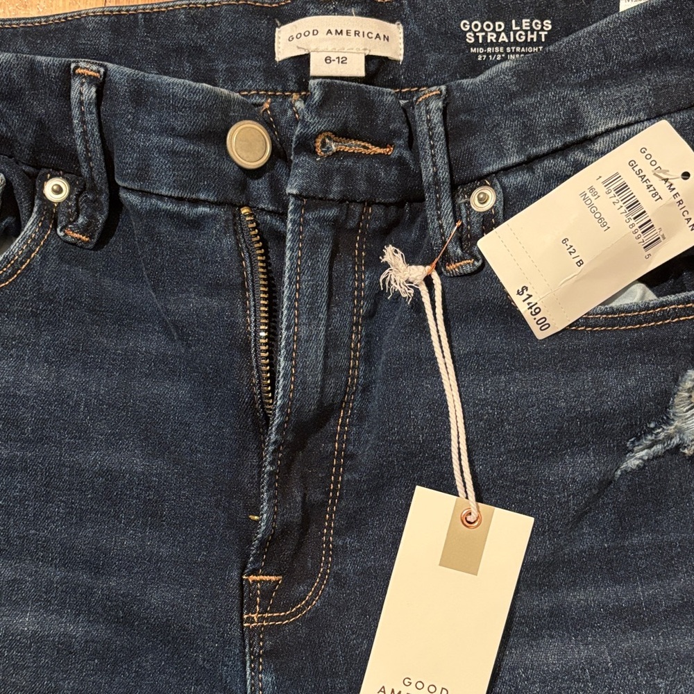 Good American Deep Blue Straight Jeans - Picture 2 of 5